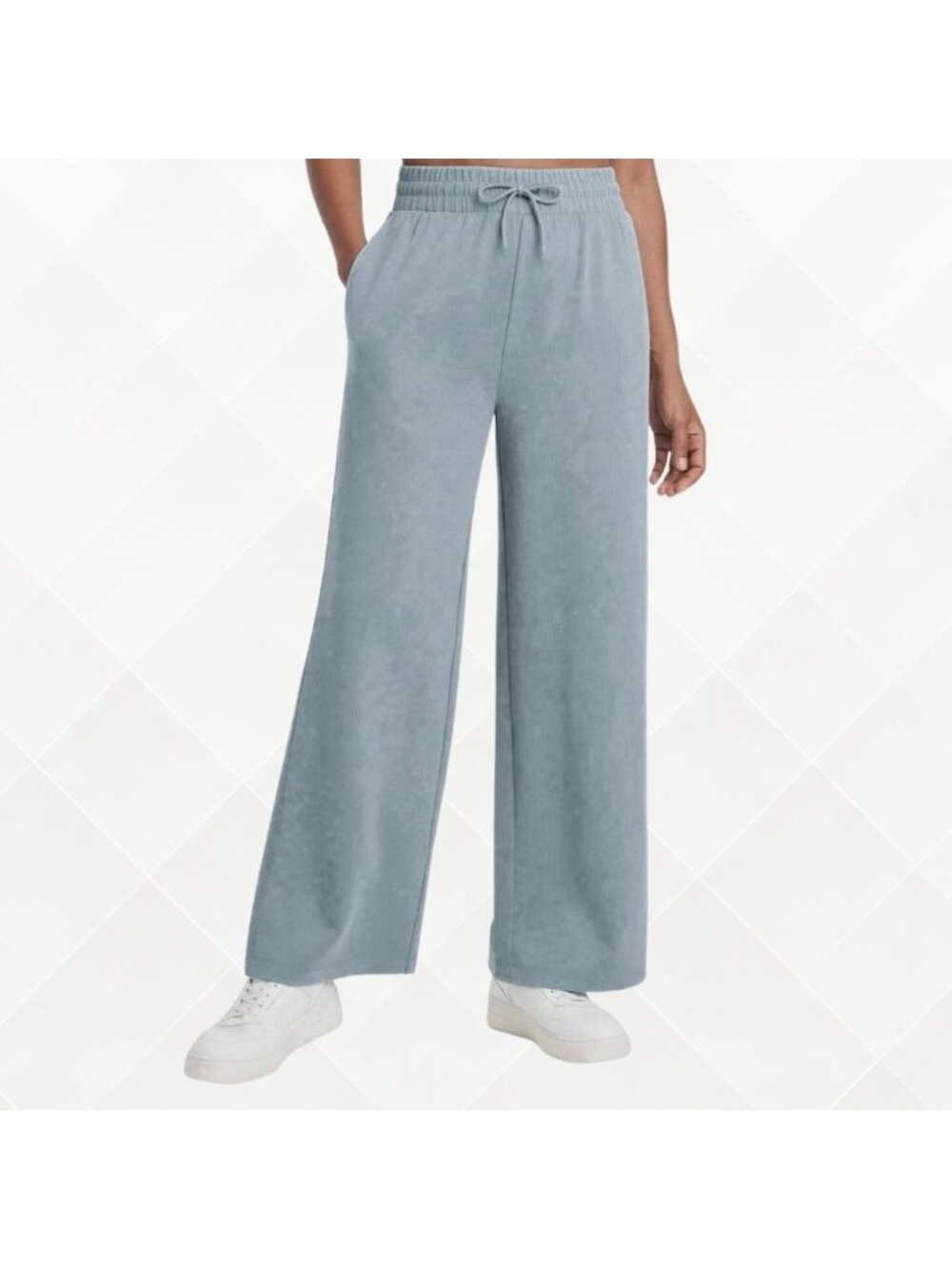 All in Motion Airy Ribbed Pants • Size M • Steel Blue • Wide Leg • WPT-100025